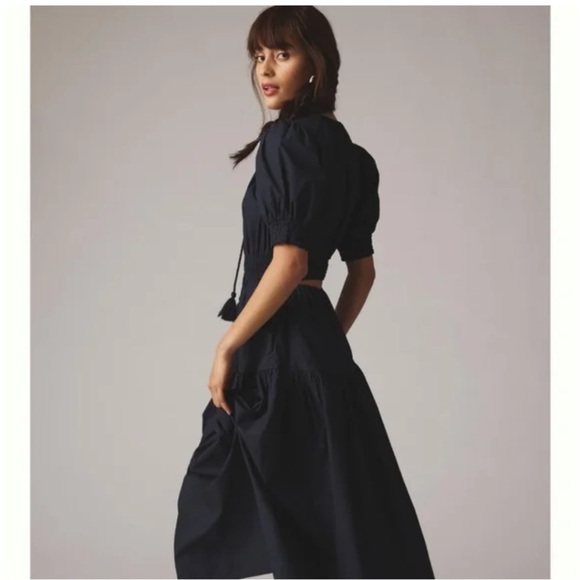 Moon River Navy peek a boo back Maxi Dress - Picture 3 of 5